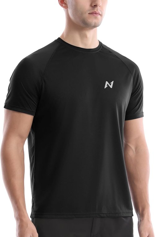 Isnowood UPF 50+ Swim Shirts - Men's Sun Protection Short Sleeve Rash Guard | Quick Dry Beach Shirt