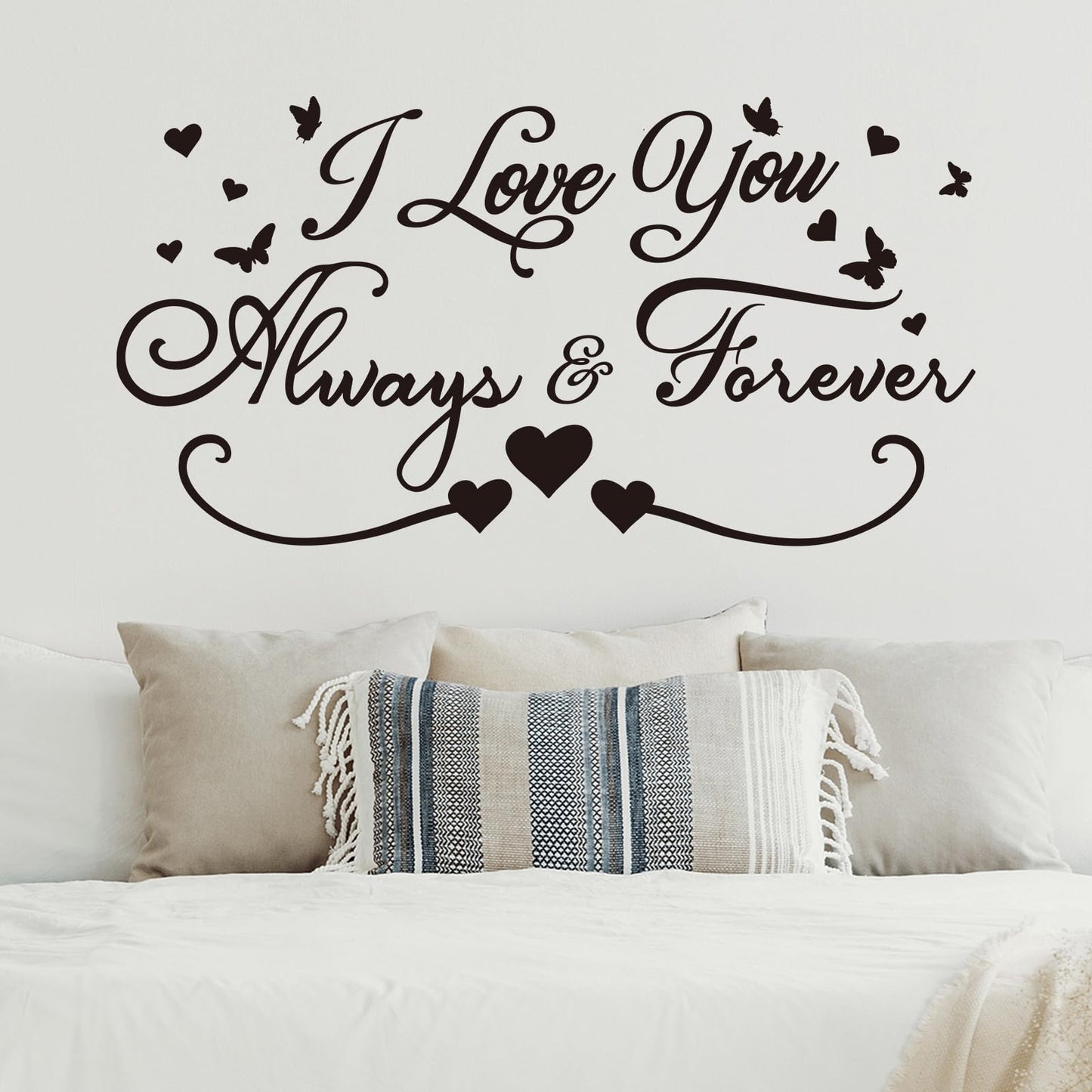 AnFigure Love Quotes Wall Stickers: Inspirational Vinyl Art Couples Wall Decals for Home Bedroom Bathroom Living Room - I Love You Always & Forever 21"X11"
