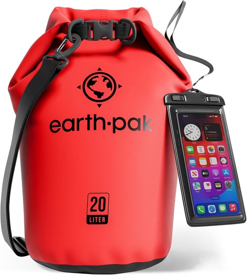 Earth Pak Waterproof Dry Bag - Roll Top Backpack Keeps Gear Dry | Includes Waterproof Phone Case
