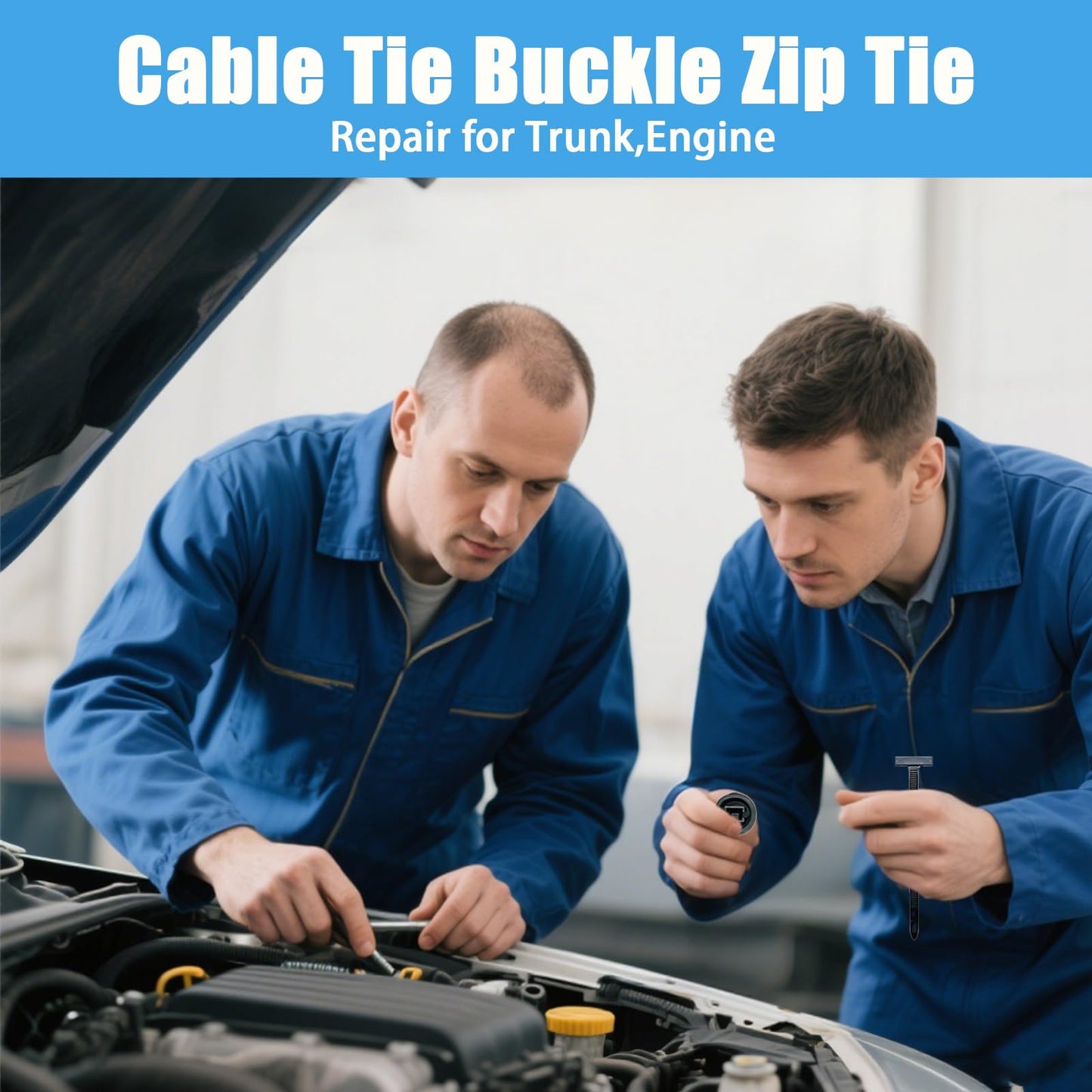 GROTOLY 100pcs Nylon Universal Cable Tie Buckle,2025 Heavy Duty Self-Locking Nylon Zip Ties Holder,Multipurpose Plastic Cable Ties Tool for Car Daily Fix