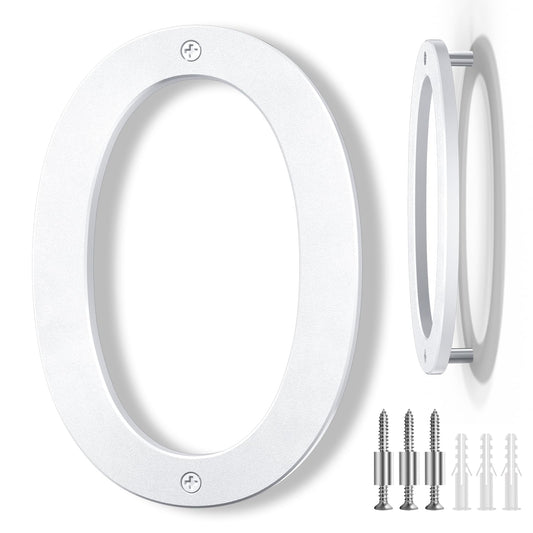 IVERRA 8 Inch Large Floating House Numbers, White Modern House Number for Outside, Home Address Numbers for Outdoor Garage Gate Wall Street (0)
