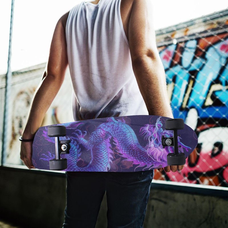 SDMKA Purple Chinese Dragon Skateboard Grip Tape 9" x 33" Bubble Free Waterproof Skateboard Grip Tape Sheet Non Slip Griptape for Skateboard Longboard