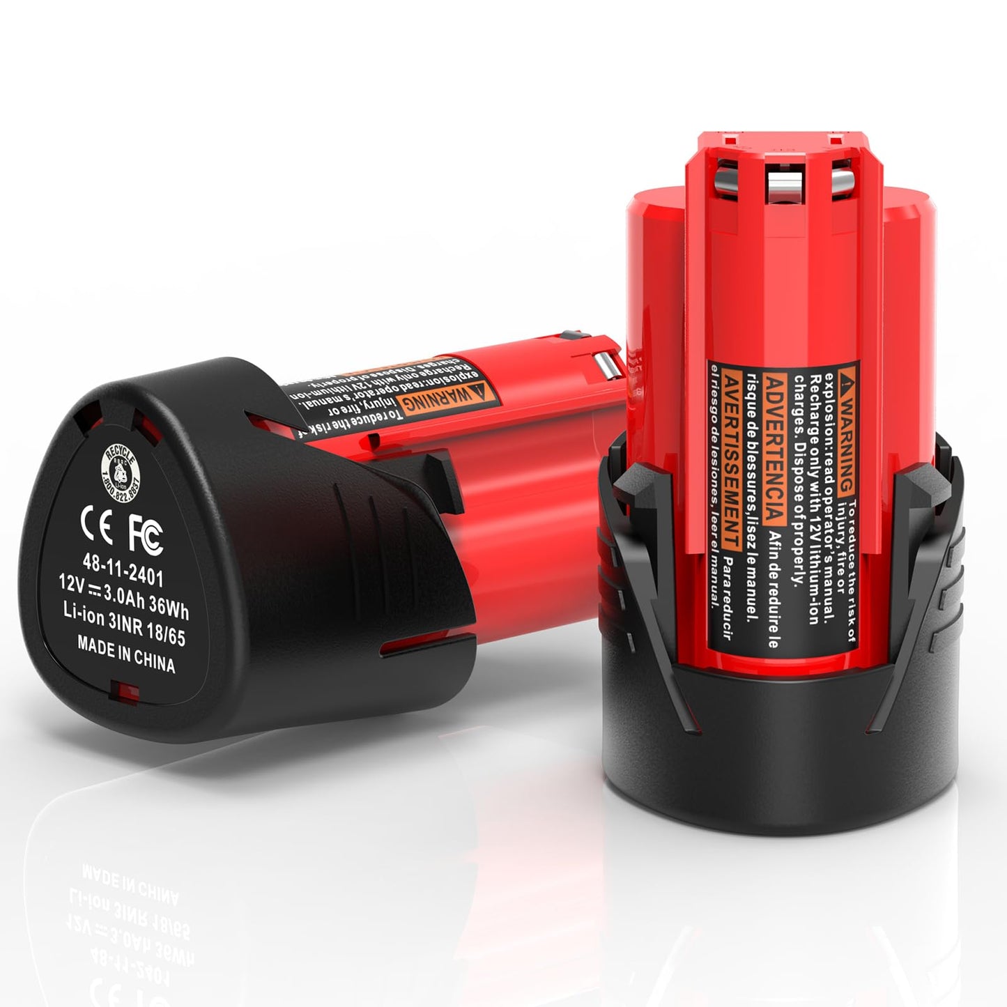 Rocivic 2 Pack 12V 3.0Ah Replace for Milwaukee M12 Battery 48-11-2411 48-11-2420 Compatible with Milwaukee 12V Tools and 48-59-2401 Lithium-Ion Charger