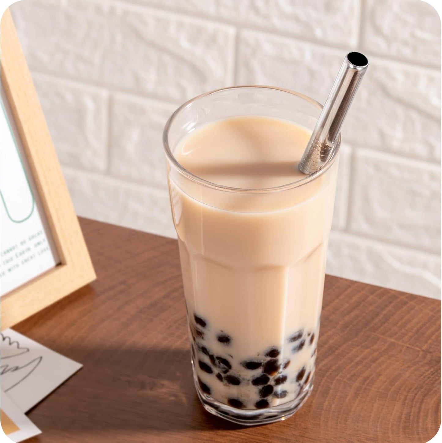 Stainless Steel Straw Set by [Brand Name] - 4-Pack Reusable Straws | 215mm Length, 6/8/10/12mm Diameters - Perfect for Coffee & Smoothies