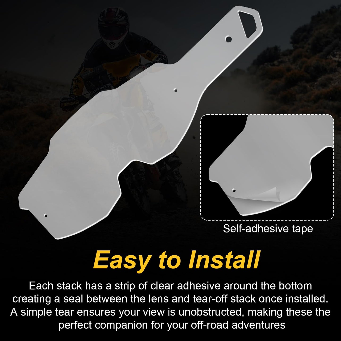 HWEIUA 50 Pack Standard Tear-Offs for Armega Goggles, Goggle Tear Offs Compatible with 100-Percent Armega Tear Offs 59056-00001, Maintain Clear Vision and Lens Protection