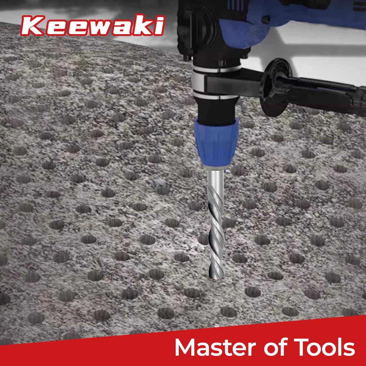 Keewaki SDS Plus Rotary Hammer Drill Bit Set - 10-Piece Includes 5/32" to 1/2" Sizes Concrete Masonry Drill Bits for Brick, Cement & Stone - Durable Alloy Tip, Fast Drilling