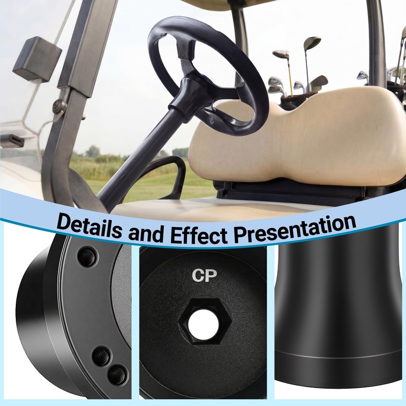 MIXOPOLY Golf Cart Steering Wheel Hub Adapter fits Club Car Precedent Model, Black and Anti-rust