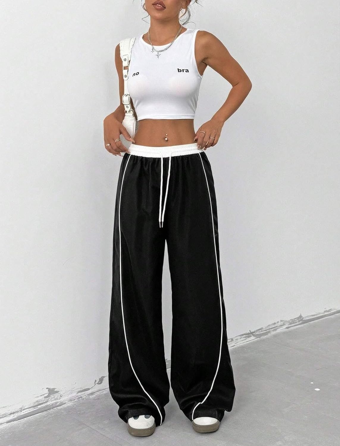 ZAFUL Women's Y2K Wide Leg Cargo Pants - Comfortable Drawstring Joggers with Pockets