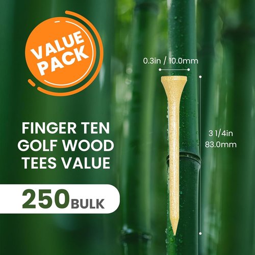 FINGER TEN Bamboo Golf Tees - Durable Wooden Short & Long Tees | 250-2000 Count in Red & Pink
