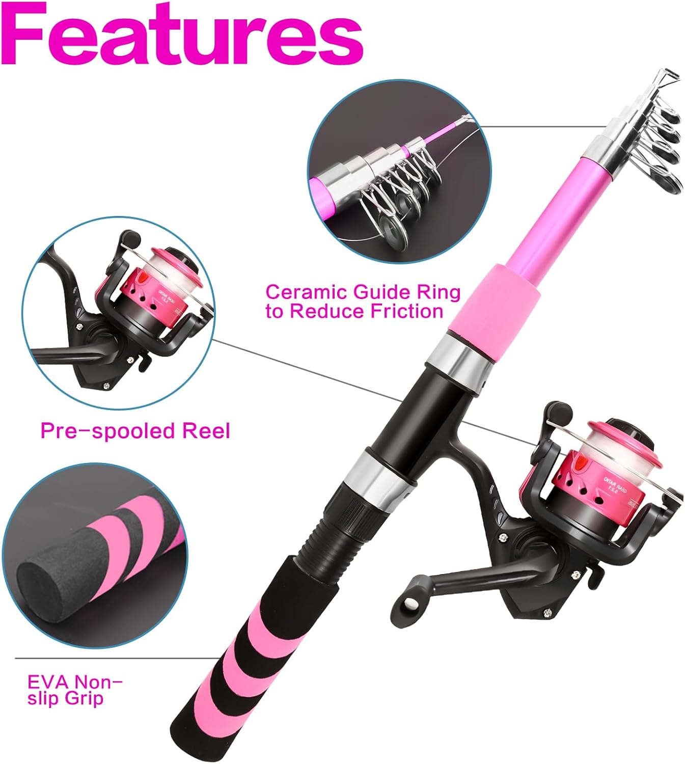 Skiennix Collapsible Telescopic Fishing Rod & Reel Combo - Compact Beginner Kit for Youth & Boys