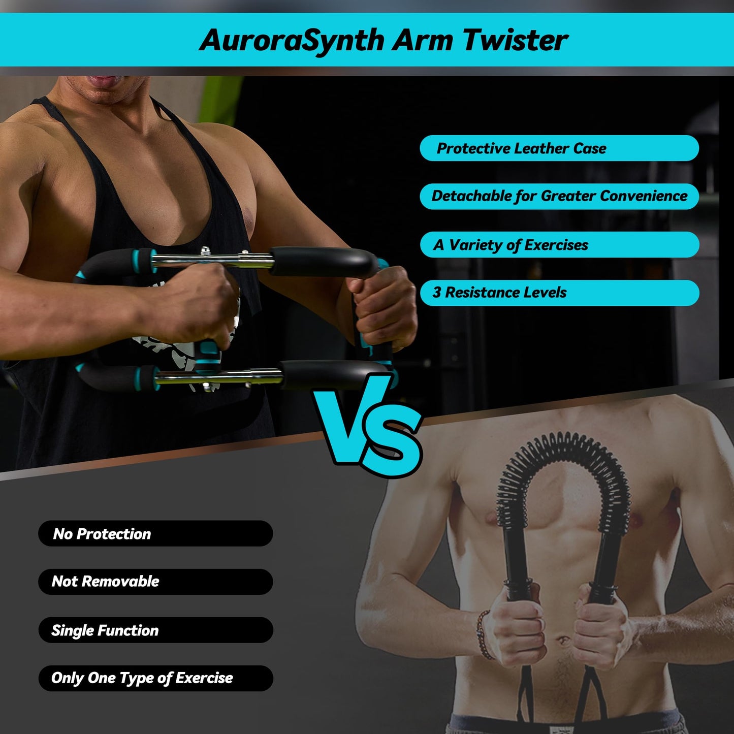 Twister Arm Trainer for Men & Women - Adjustable Hydraulic Power Twister, Upper Body Strength Training Equipment for Home Gym, Chest Expander, Biceps Workout Machine (Blue)