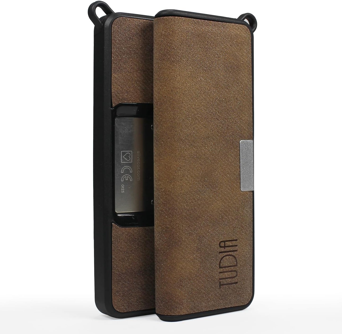 TUDIA Travel Leather Case for KardiaMobile 6L - Durable Slim Design with Magnetic Closure & Key Holder | Brown