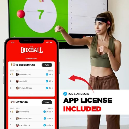 Boxbollen® Boxing Reflex Ball - App-Connected Punch Counter for Home Workouts - Perfect Gift for All Ages