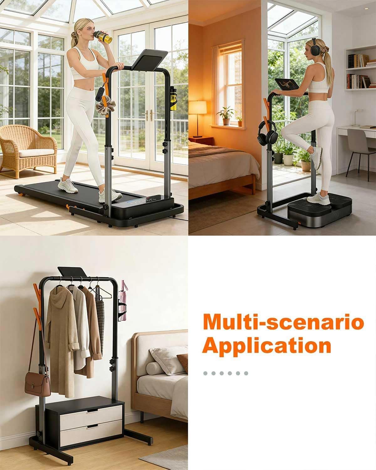 Foldable Walking Pad Handle Bar, Adjustable Height & Angle for 22.4" Wide