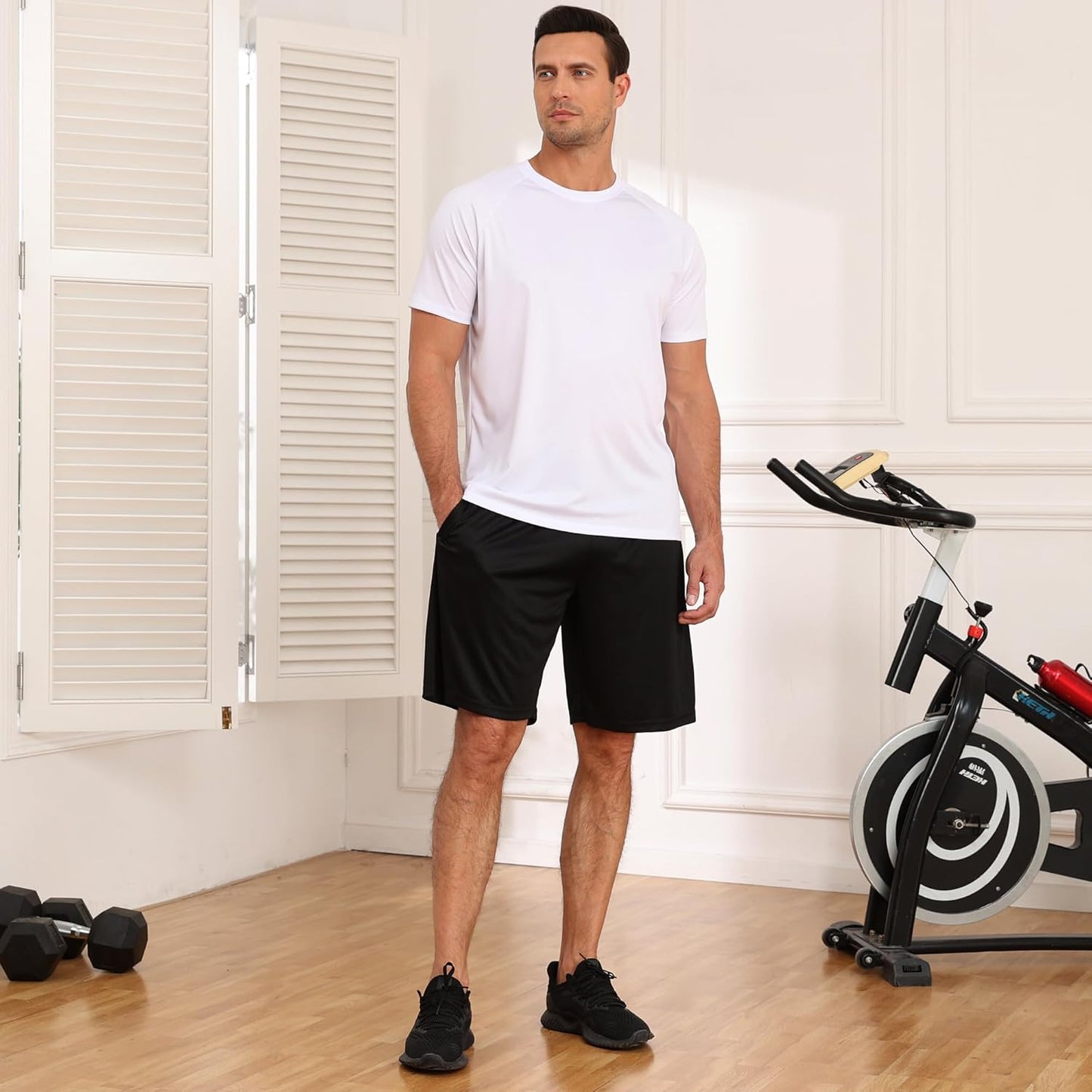 MLYENX Men's Quick-Dry Athletic Gym Shorts - Lightweight Basketball & Running Shorts with Pockets | 4-6 Pack