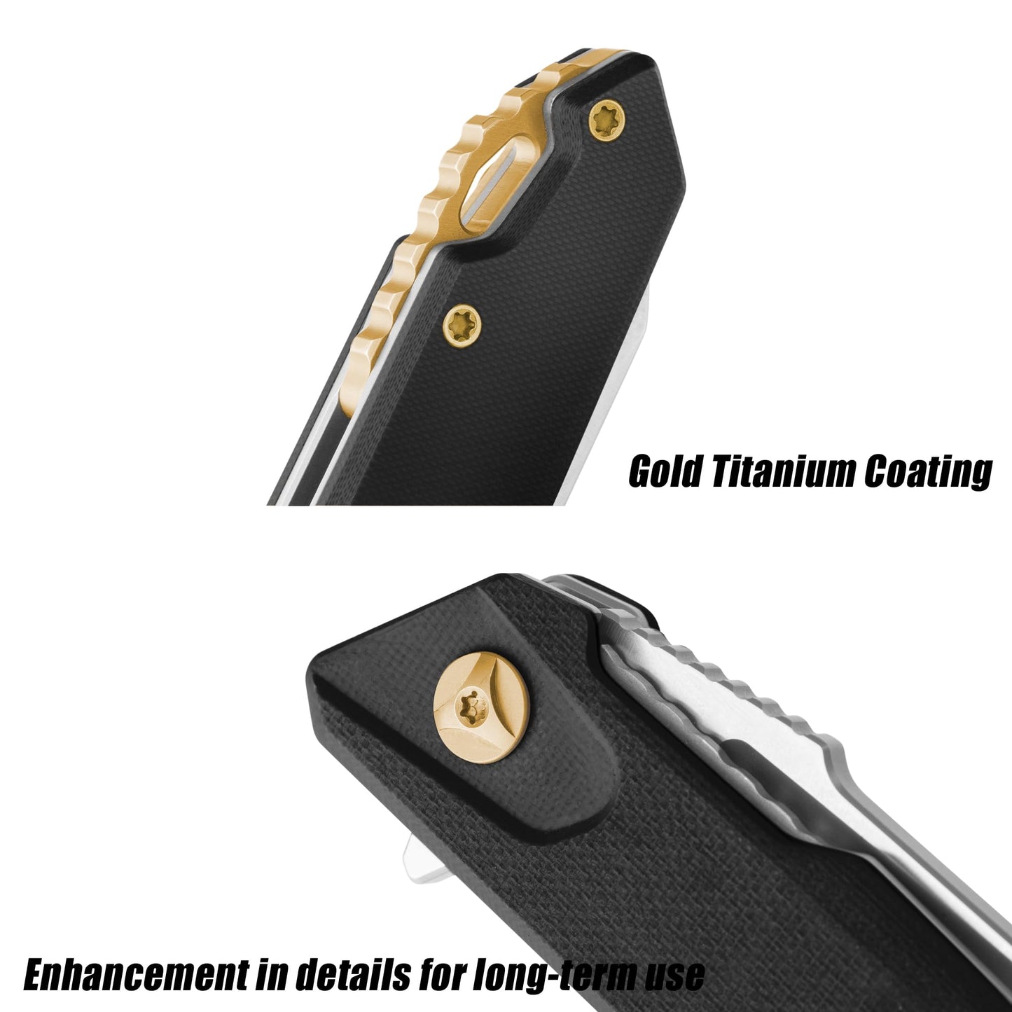 FLISSA Folding Pocket Knife, EDC Knife with D2 Steel Blade and G10 Handle, Pocket Clip, Suitable for Camping, Hiking, Fishing, Daily Use, Outdoor Activities(Black)