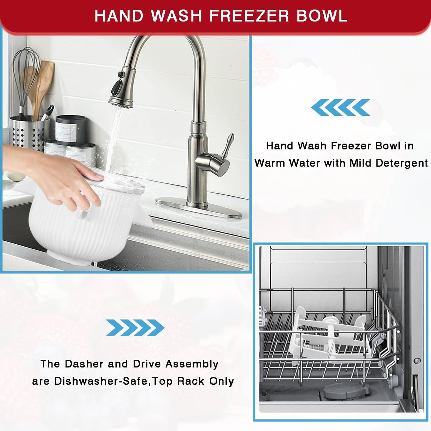 Ice Cream Maker Attachment for KitchenAid Mixer - 2 Quart Bowl for Yogurt, Sorbet & Gelato