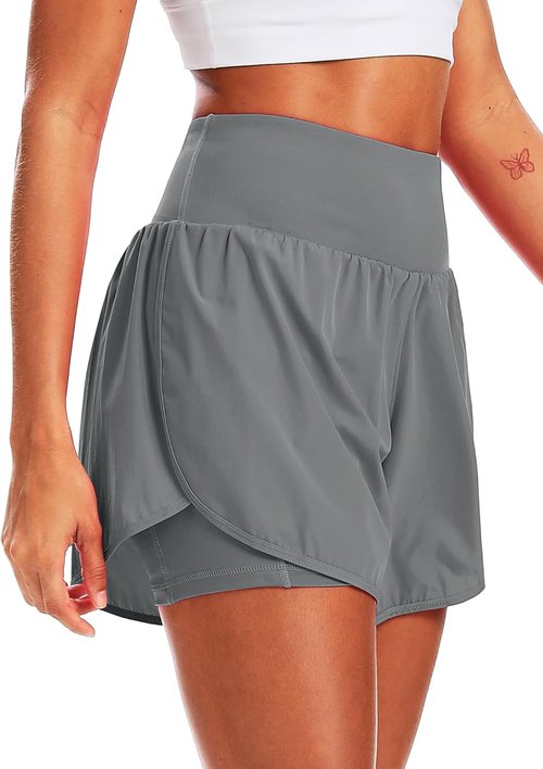 CADMUS Women's 5'' Workout Shorts - 2 in 1 Athletic Gym Running Shorts with Phone Pockets