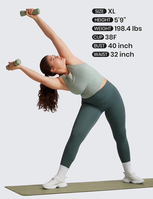 CRZ YOGA Seamless Ribbed High Neck Crop Tank Tops - Longline Racerback Padded Sports Bra for Women