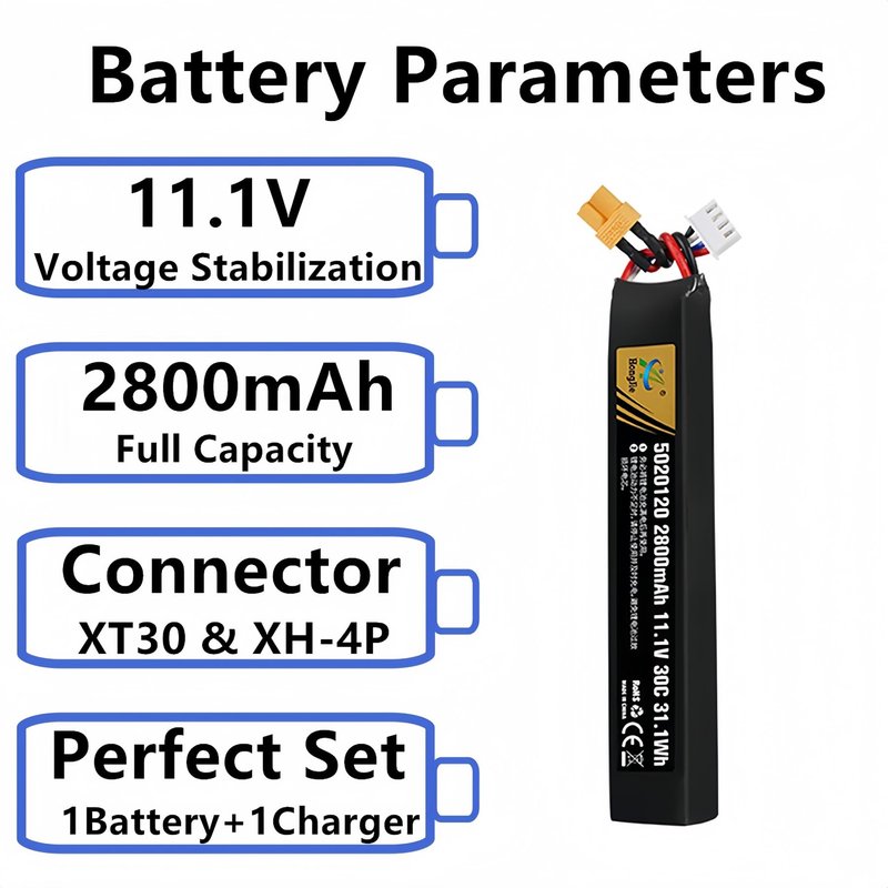 Cecicebb 11.1V 2800mAh Airsoft Battery with XT30 Connector and USB Charger Cable for Airsoft Guns Airsoft Rifle 11.1V Airsoft Battery