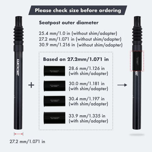 DJC Suspension Seatpost Straight Pillar Headless Bike Seat Post Shock Absorber for City Bike MTB 25.4 27.2 28.6 30.4 30.9 31.6mm(27.2mm Black)