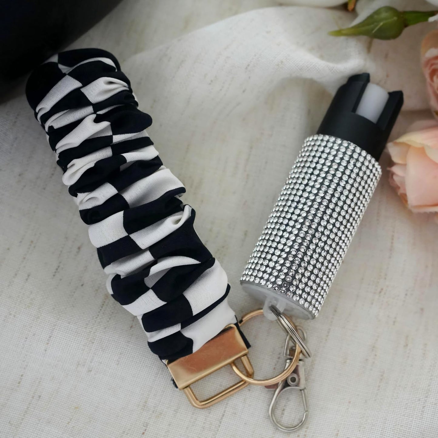 Cute Mini Bling Pepper Spray Keychain for Women - Lightweight, Easy-to-use Safety Twist Top for Quick Release Fashion Keychain Accessory for Personal Protection (Bling Bling)