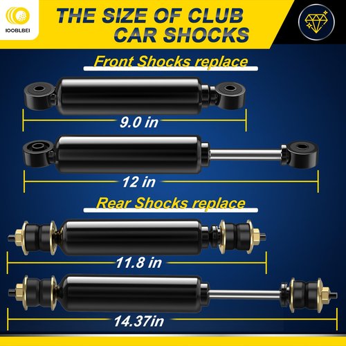 Club Car Shocks, Golf Cart Front and Rear Shock Absorbers for Club Car DS 1988-UP, Precedent 2004-UP, Golf Cart Shocks Replacement# 1014235, 1014236, 1015813 1010991, 4PCS