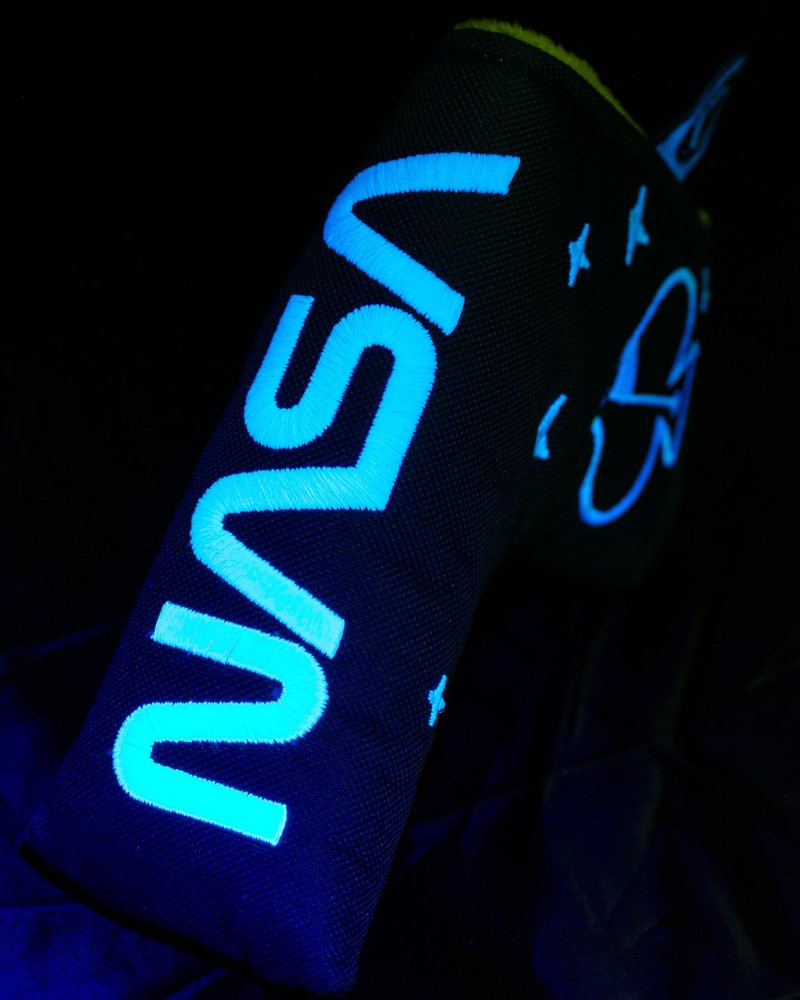 Pins & Aces NASA Head Cover - Premium, Hand-Made Leather Headcover - NASA Space Shuttle, Tour Quality Golf Club Cover - Style and Customize You Golf Bag (Mallet)