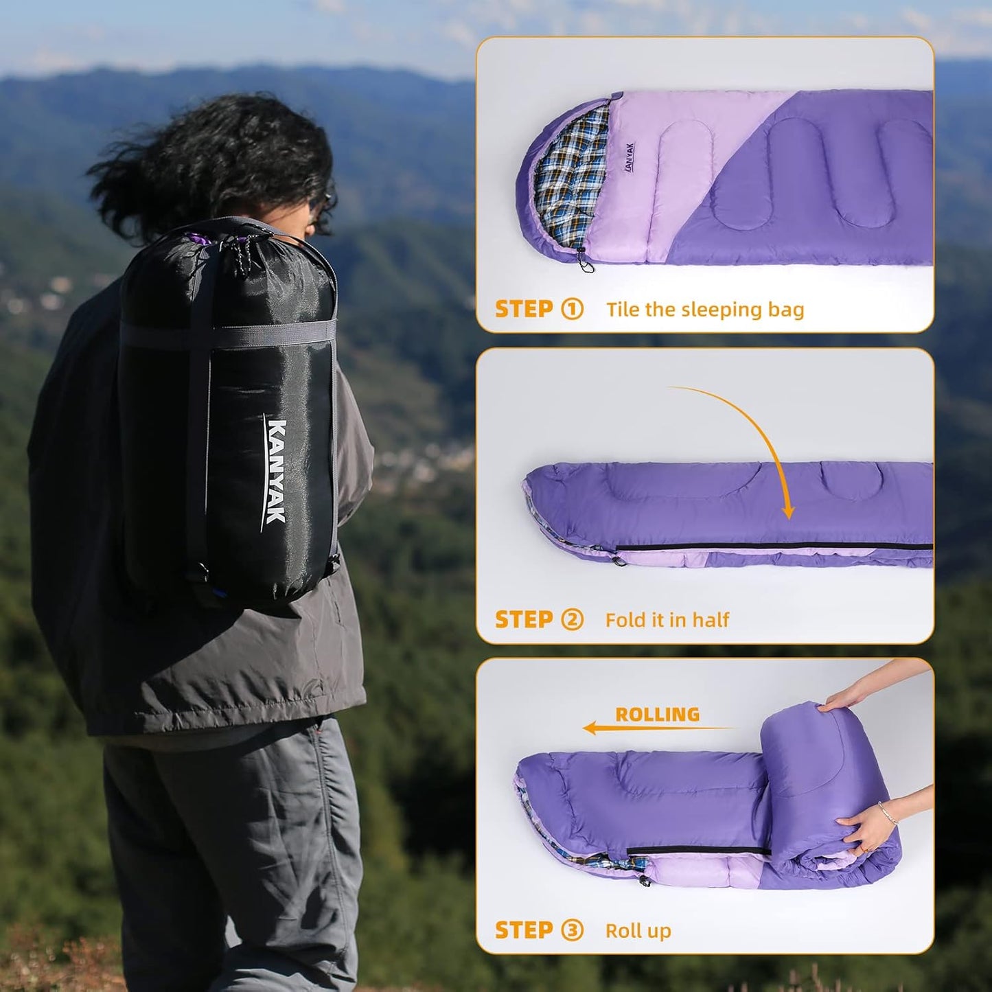 Skiennix Camping Sleeping Bag - 32℉ Cold Weather Warmth for Adults & Kids | 3-4 Season Outdoor Gear