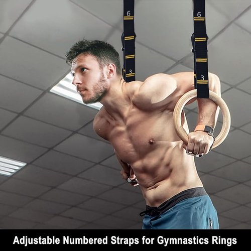 Adjustable Gymnastic Rings Straps by [Brand Name] - 8.2FT Long, 1000LBS Capacity | Perfect for Home Gym DIY