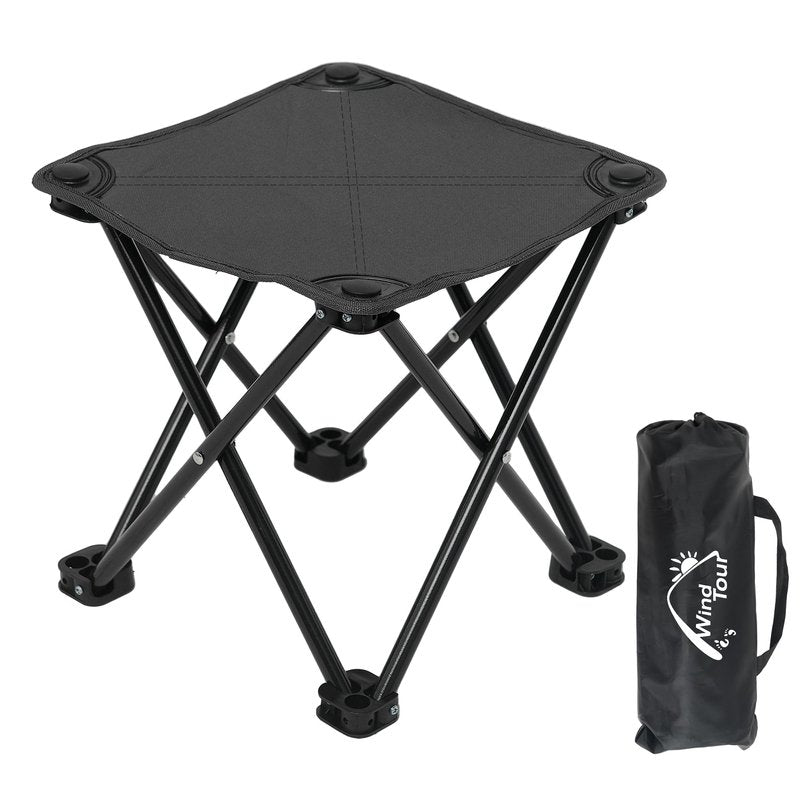 Wind Tour Portable Folding Camping Stool Outdoor Camping Lightweight Samll Chair for Fishing Hiking Gardening and Beach with Carry Bag (Medium Black -1)