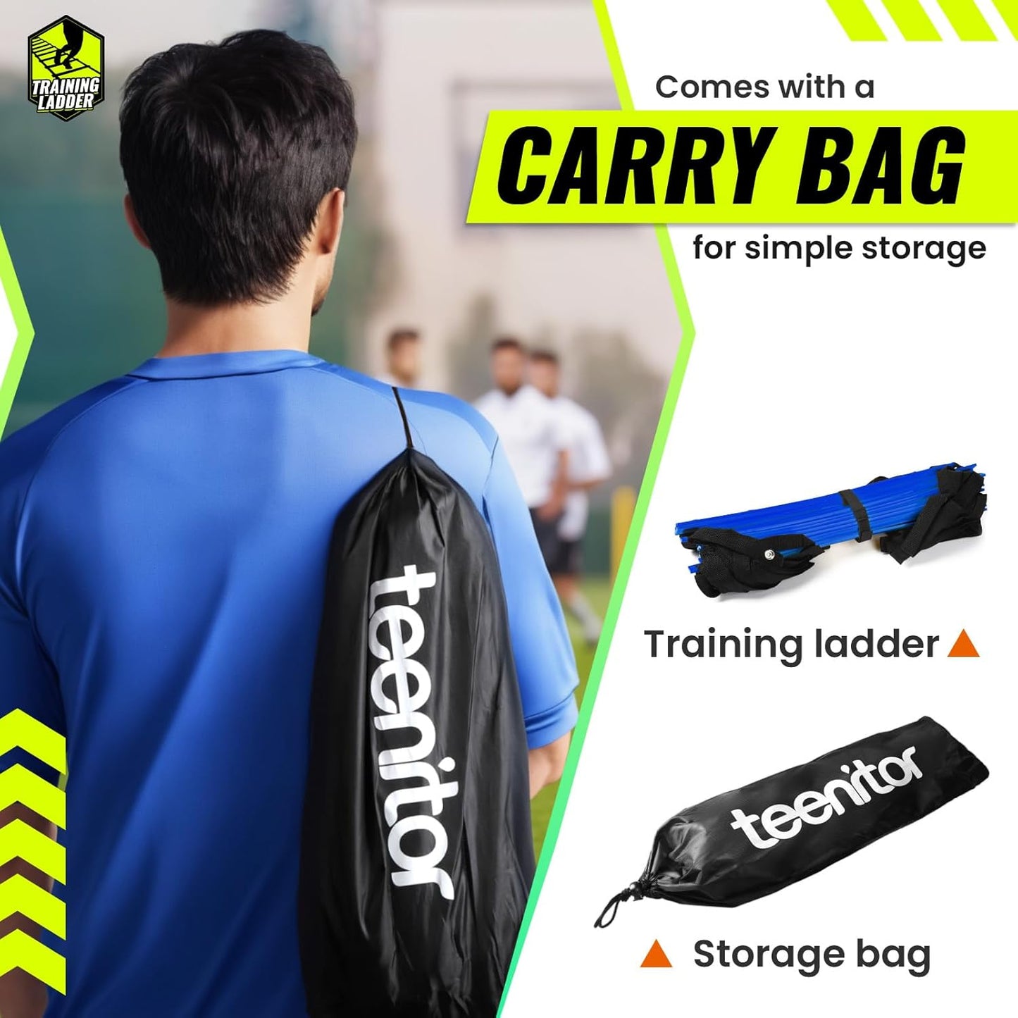 Teenitor Agility Ladder - Speed Training Equipment for Soccer & Football | 13 Rungs, 23 Feet with Carry Bag