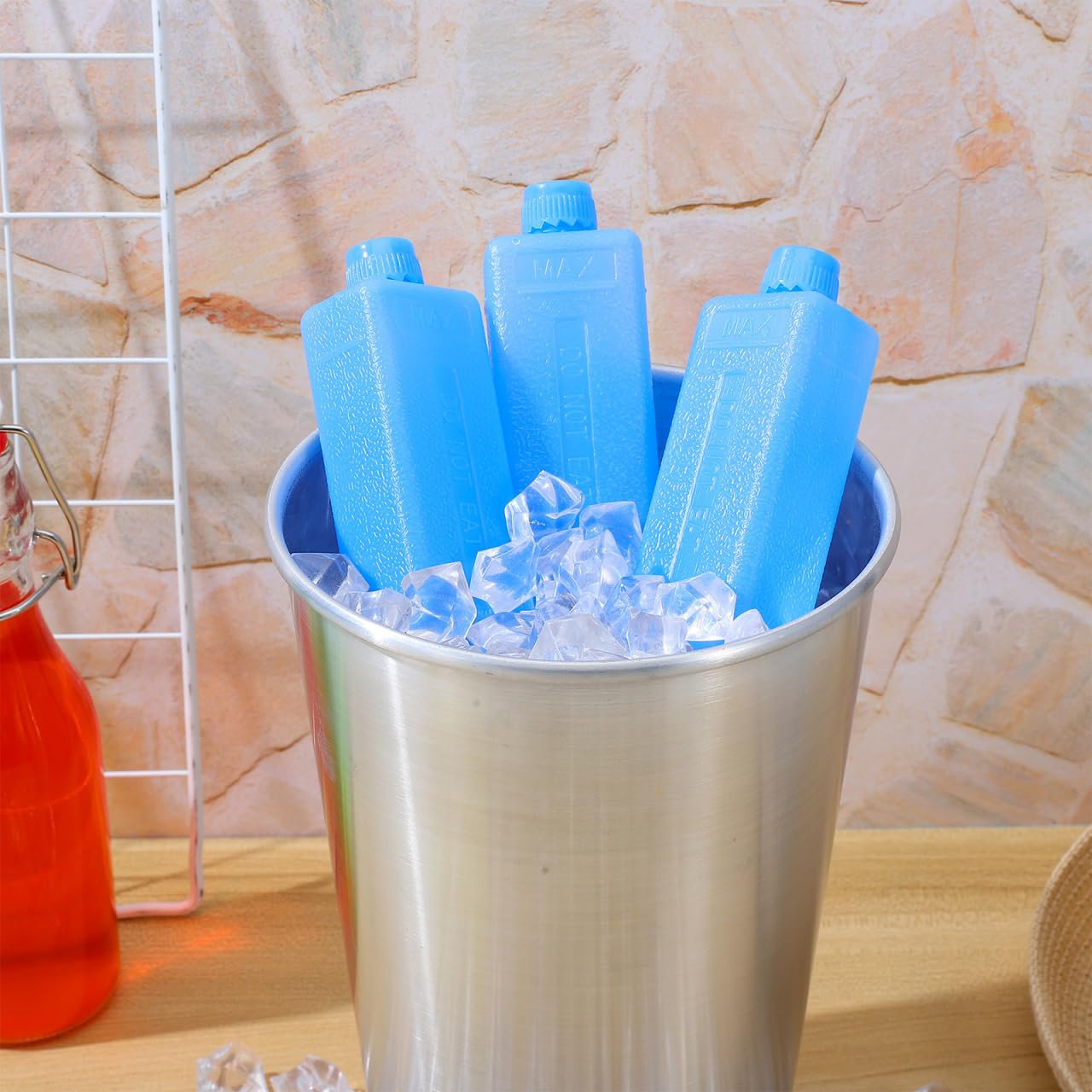 Angoily 8 Pcs Reusable Cooler Ice Packs with Leak-Resistant Lid Portable Freezer Blocks for Camping Picnic and Air Conditioner Fan Cooling Lightweight 4.53X1.57X2.36 Inches