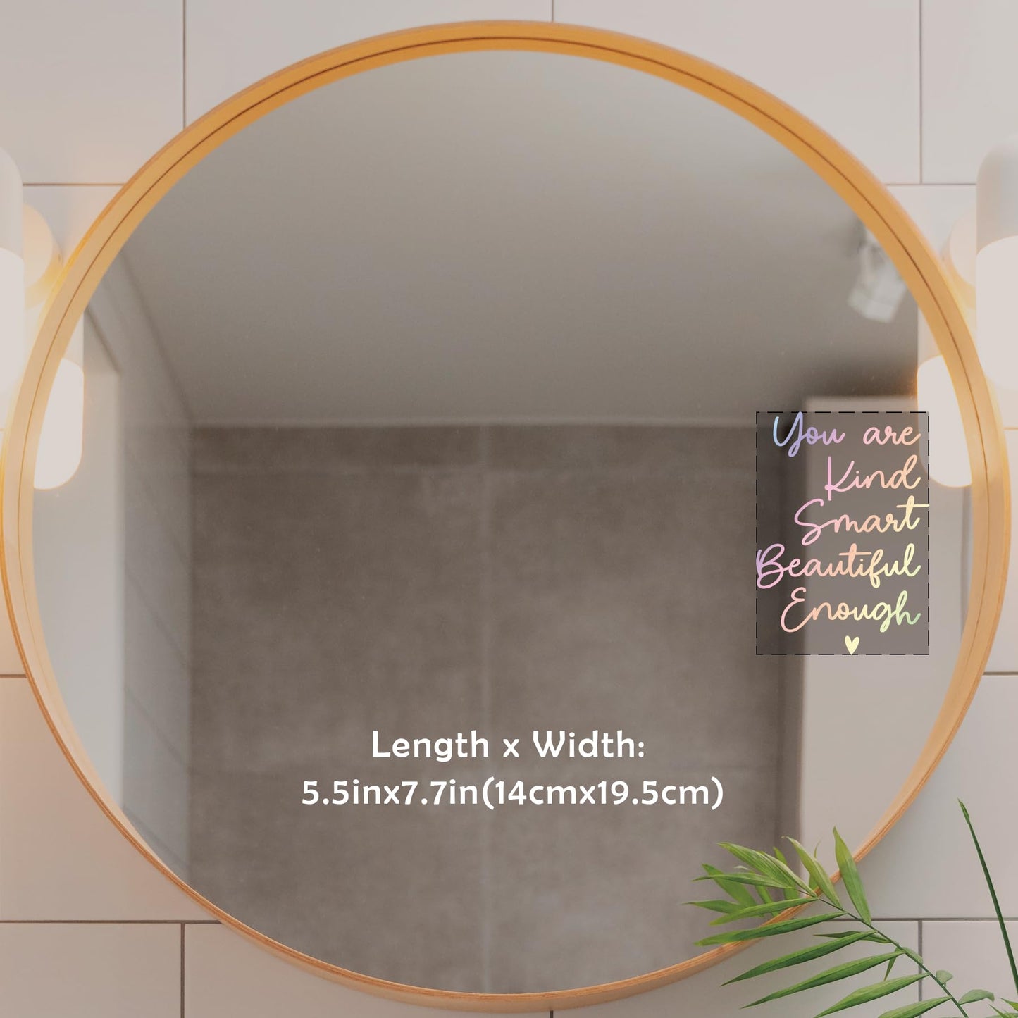 Mirror Sticker for Girls Room Bedroom - Vinyl Decal, Bathroom Wall Decals, Positive Affirmation, Slogan Wall Sticker, 5.5x7.7 Inch (Without Mirror)