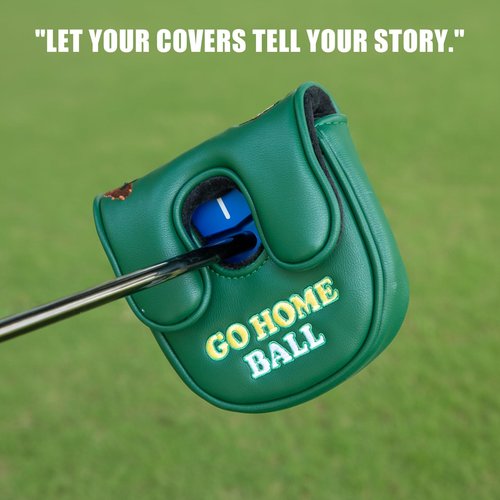 Golf Mallet Putter Cover for DF3 Center Shafted Putter Head Cover Mallet Putter Headcover Magnetic Synthetic Leather Mallet Putter Cover Club Protective Case for Men (Putting Man)
