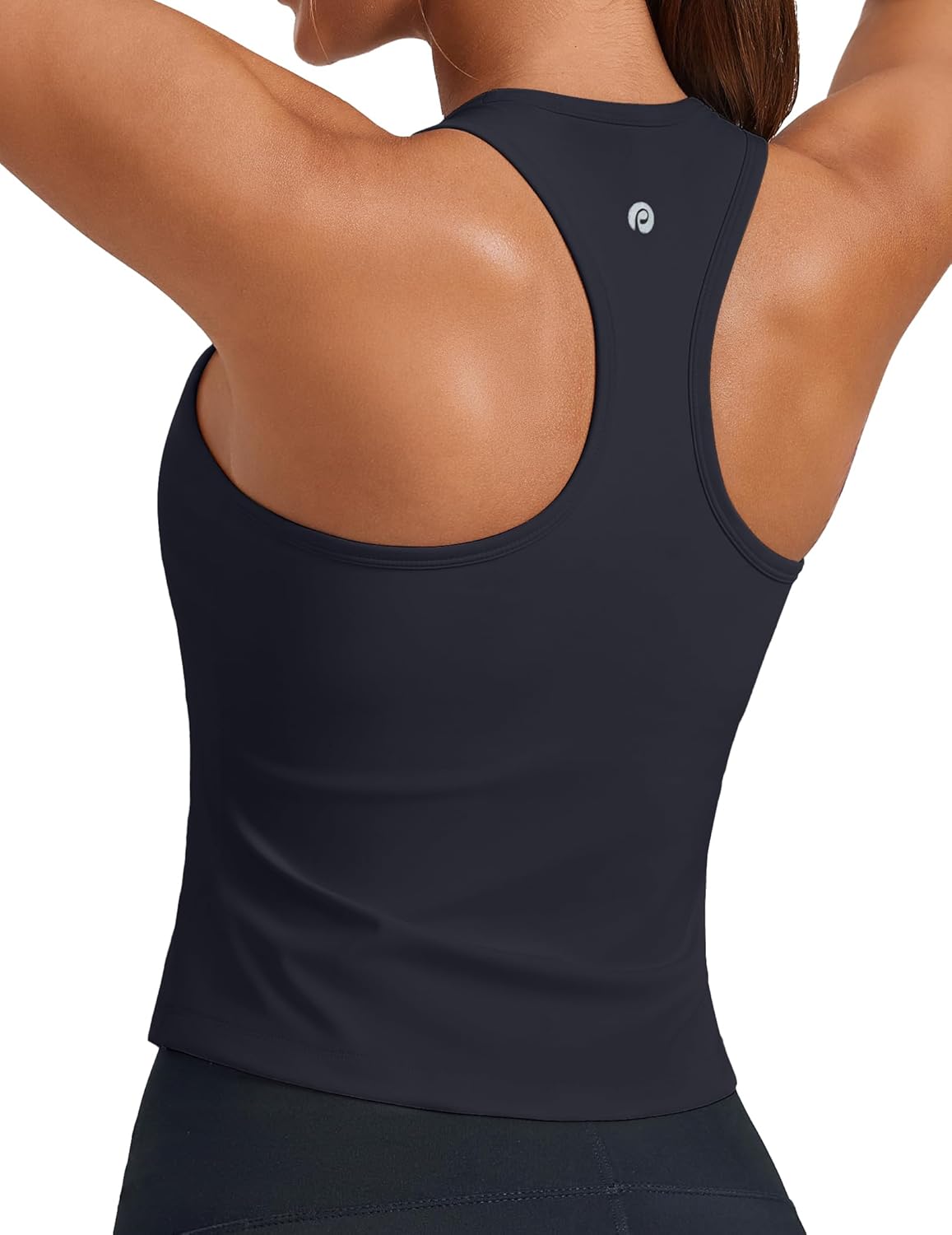 PINSPARK Workout Tops for Women - Racerback Tank with Built-In Bra | Padded Athletic Gym Shirt