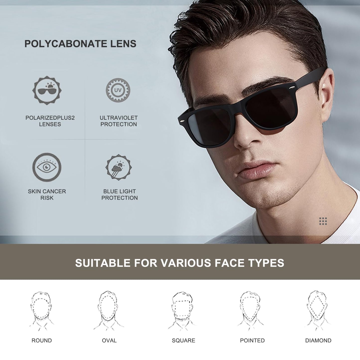 DEMIKOS Sunglasses Men Polarized Sunglasses for Mens Womens Retro Mirror Lens for Driving Fishing UV Protection