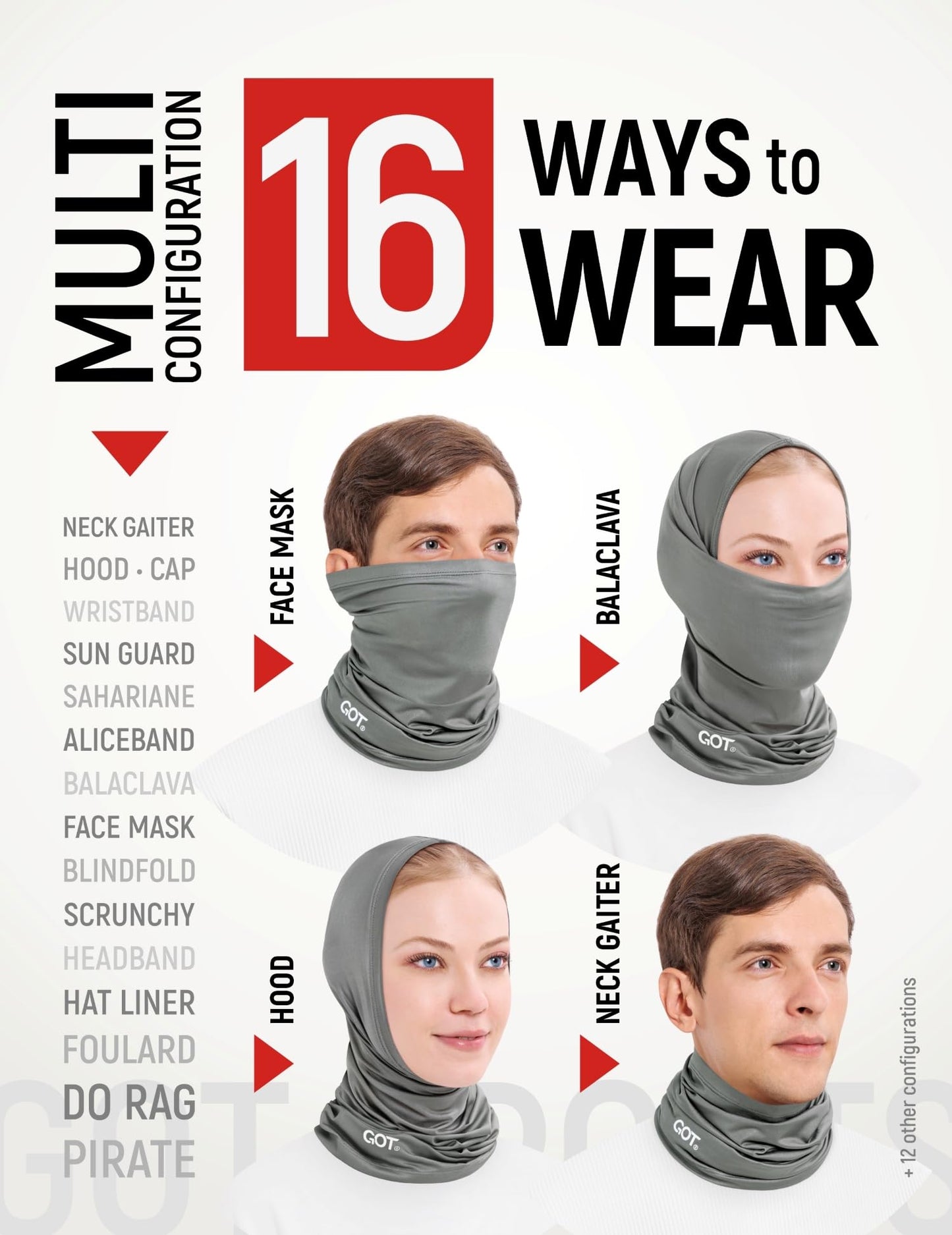GOT Sports Cooling Neck Gaiter - UPF 50+ Fishing Face Mask for Men Women - Thermoregulation & UV Sun Protection (Black)
