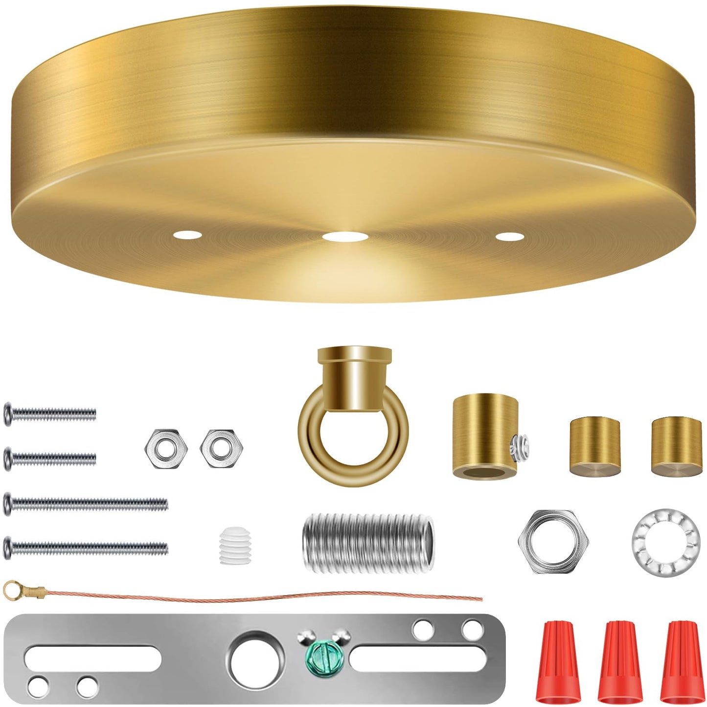 MAYOMAJO Upgraded 4-3/4 Inches Light Canopy Kit with Heavy Duty Replacement Ceiling Cover Plate & Mounting Hardware for Lighting Fixtures Chandelier Pendant Lamp or DIY Project (Brass)