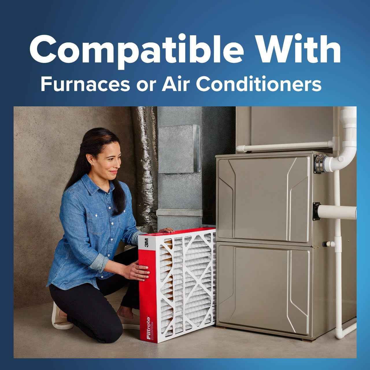 Filtrete 20x25x2 AC Furnace Air Filter, MERV 11, MPR 1000, Allergen Defense, 3-Month Pleated 2-Inch Electrostatic Air Cleaning Filter, 4 Pack (Actual Size 19.5 x 24.5 x 1.75 in)