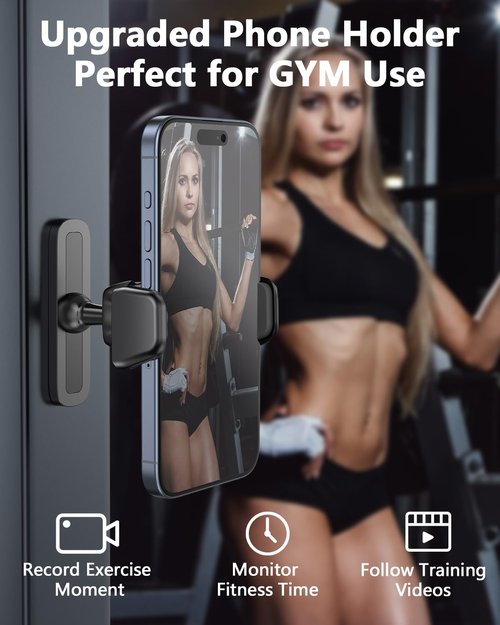 EPhemeralLuxe Gym Magnetic Phone Holder, 360° Adjustable Magnetic Phone Mount for Gym Attach to Metal Surface, Fitness Equipment Accessories for HIIT Timers Home Gym and Golf Cart