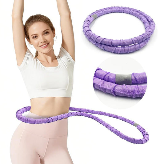 2 lbs Weighted Soft Velvet Hula Hoop Women, Spring Exercise Fitness Hoop Weight Loss Adults Collapsible Portable, No Bruising, for Core Strengt, Waist Toning&Fat Burning, Home Travel Workouts (Purple)
