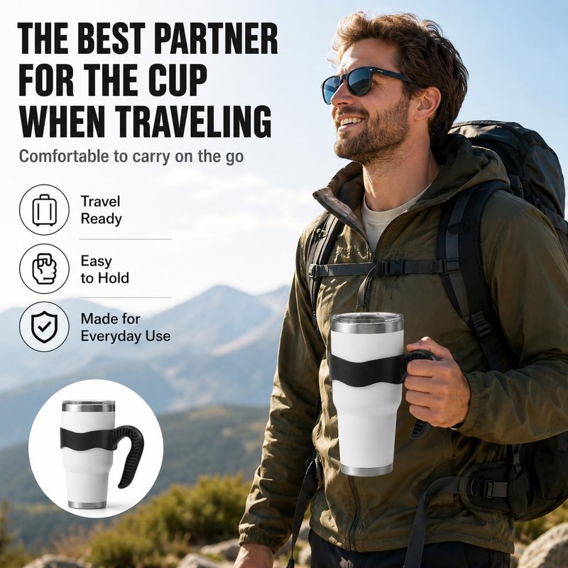 Hyturtle 2Pcs Stylish and Functional Pink Tumbler Handle For 30oz YETI Tumbler - Secure Grip, Lightweight, Dishwasher Safe - Ideal for Travel and Outdoor Activities - BPA Free