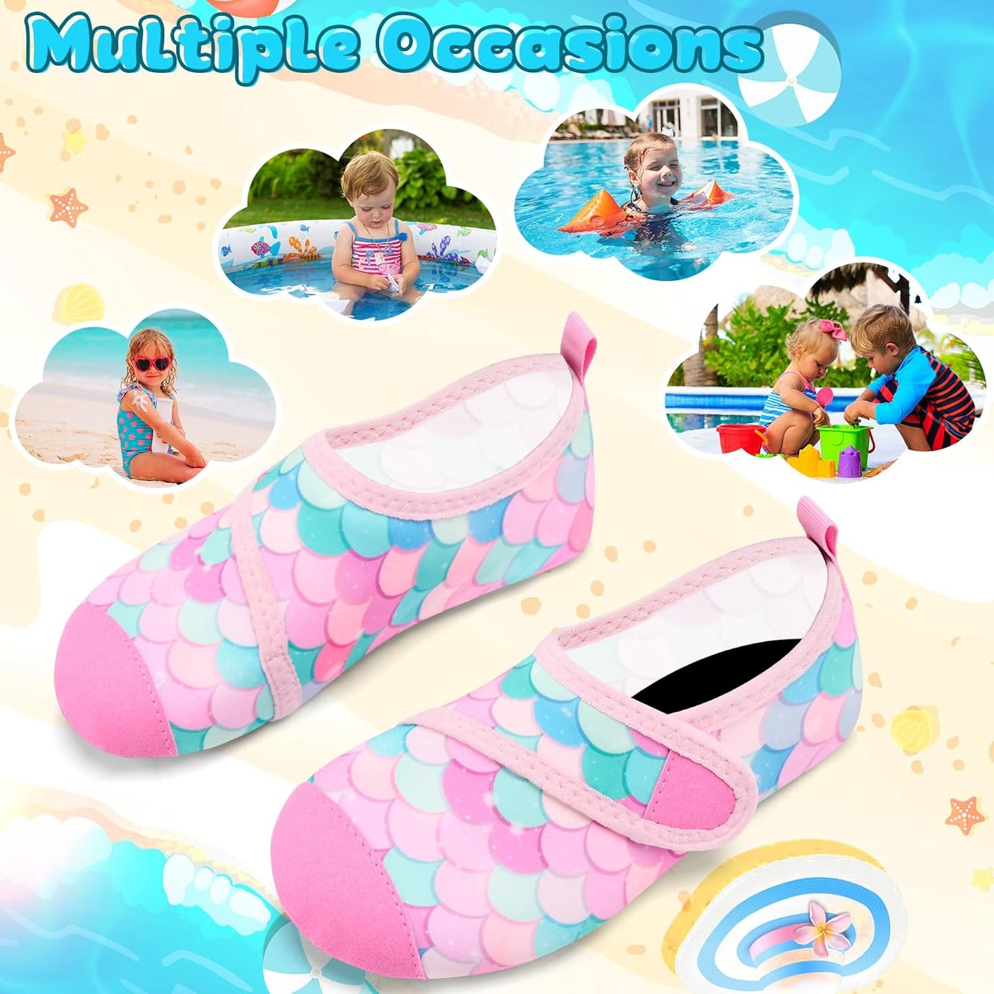 VIFUUR Kids Water Shoes - Quick Dry Barefoot Aqua Socks for Boys & Girls | Ideal for Beach & Outdoor Sports