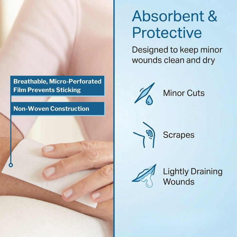McKesson Non-Adherent Pads for Wounds, 3x4 Inch, 100 Count, Sterile Non-Stick Wound Dressing, Highly Absorbent, Painless Removal, Individually Wrapped