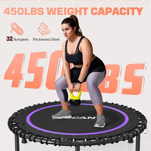 BCAN Mini Rebounder Trampoline - 450/550LBS Foldable Fitness Trampoline for Adults | Quiet & Stable Indoor Exercise (40"/48")