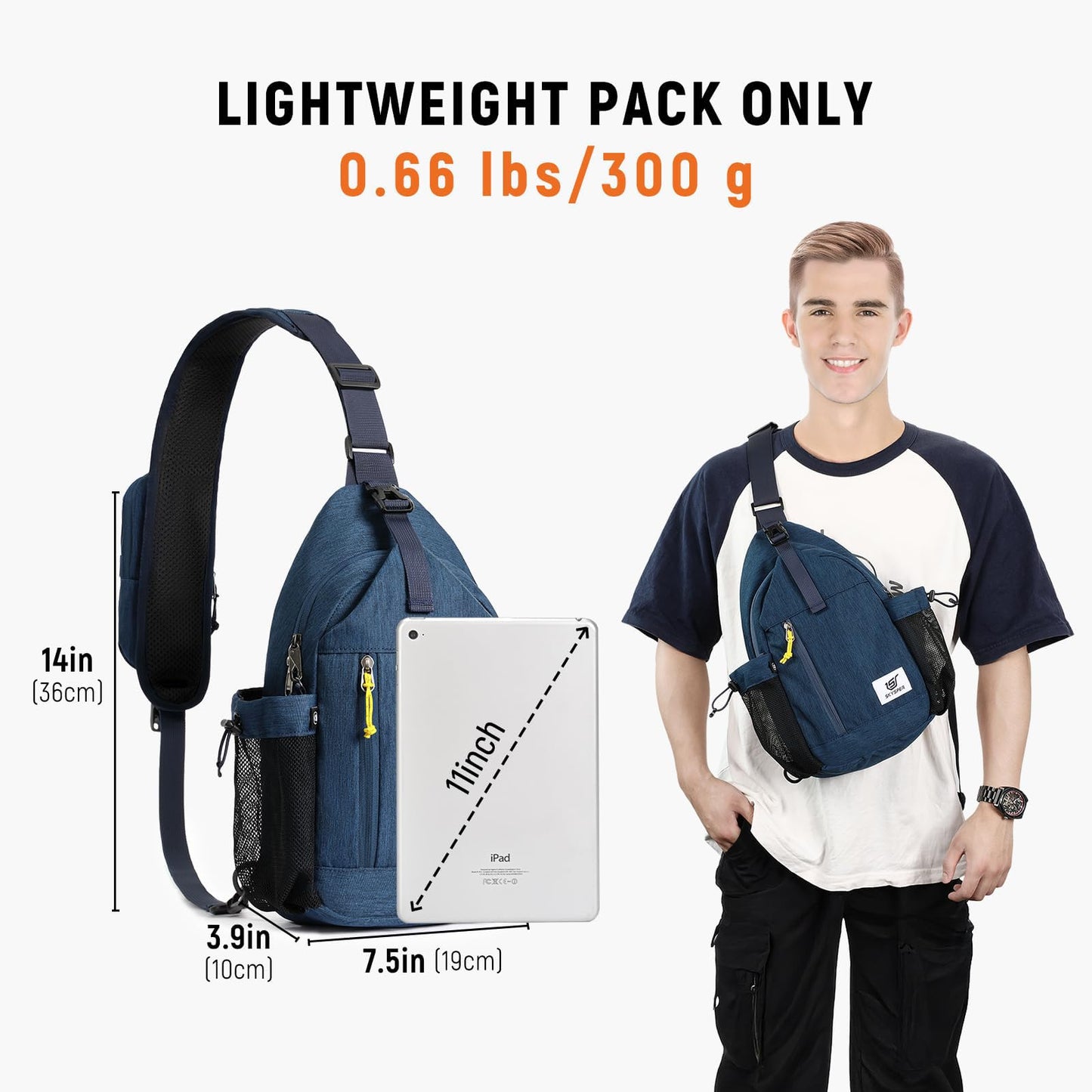 SKYSPER Sling Bag Anti-Theft Crossbody Bag RFID Travel Cross Body Shoulder Sling Backpack(Darkblue)