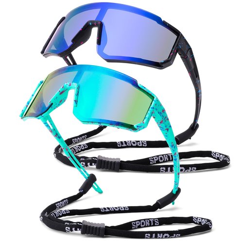 DYSAKER Youth Baseball Sunglasses for Boys Girls Age 4-12, Softball Cycling Sunglasses for Kids with Strap UV Sports Goggles