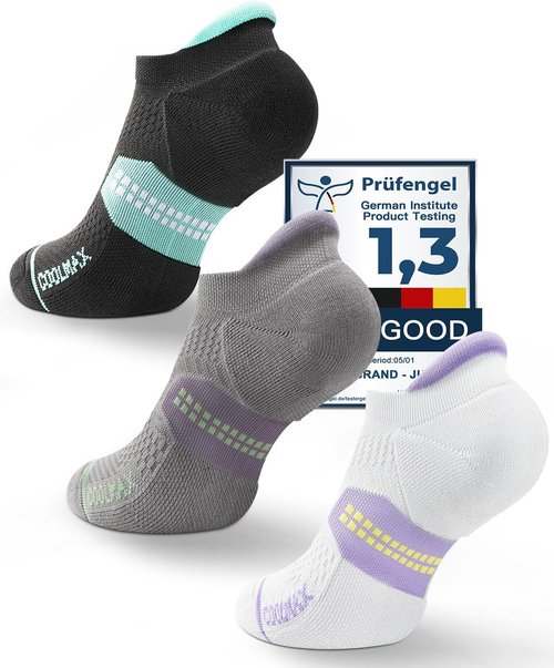 Juclise Compression Running Socks - Coolmax Bamboo Viscose, Anti-Blister, Moisture-Wicking, Cushioned