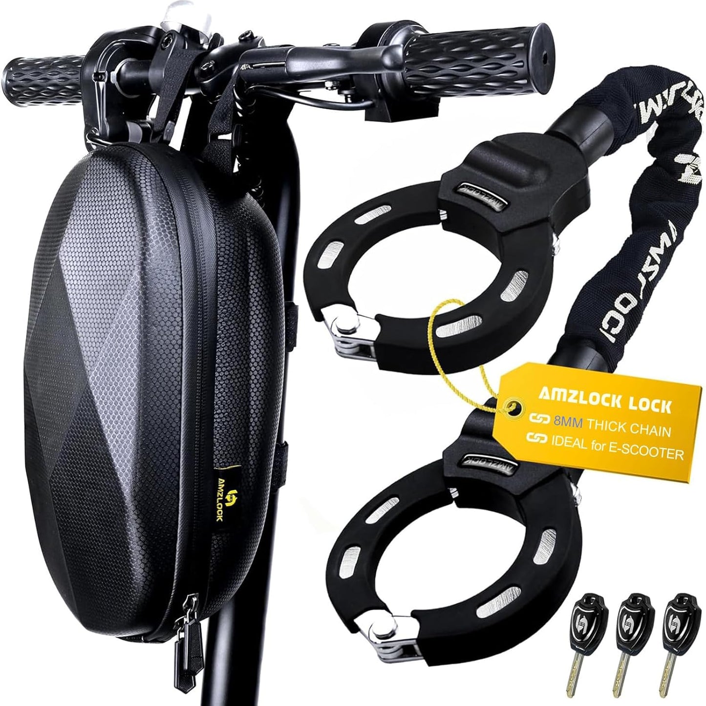 Skiennix Heavy-Duty Scooter Lock - 5/16" Anti-Theft Chain for Electric Scooters, E-Bikes & Bicycles | 29.5" (75cm)